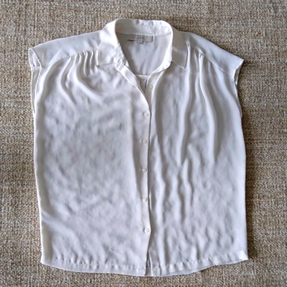 Loft s/s button down ivory small